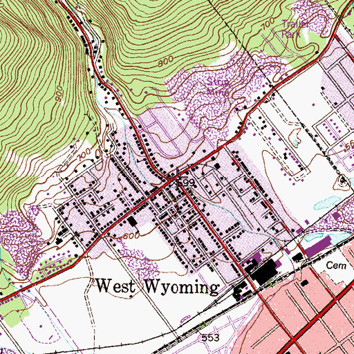 Topographic Map of West Wyoming, PA