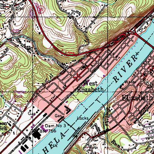 Topographic Map of West Elizabeth, PA