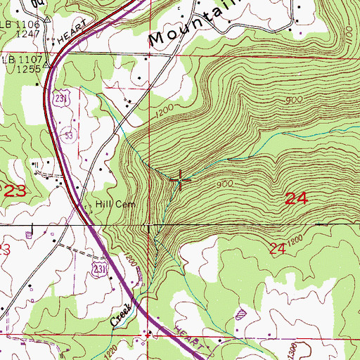 Topographic Map of Gooch Creek, AL