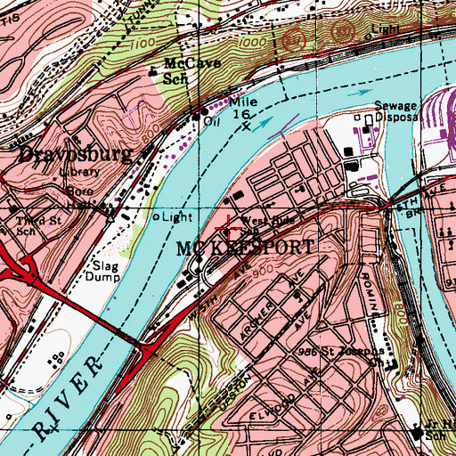 Topographic Map of West Side School, PA