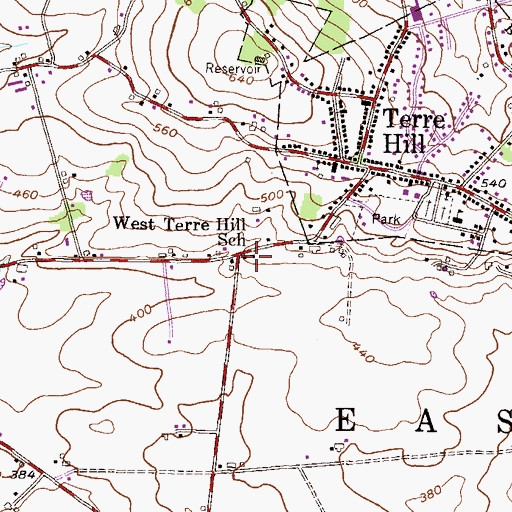 Topographic Map of West Terre Hill School, PA