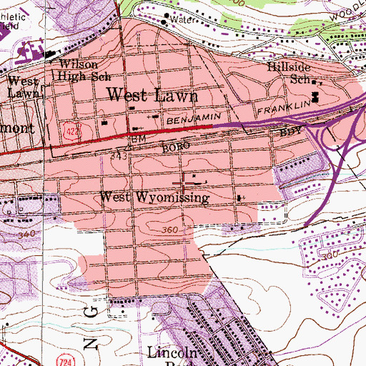 Topographic Map of West Wyomissing, PA