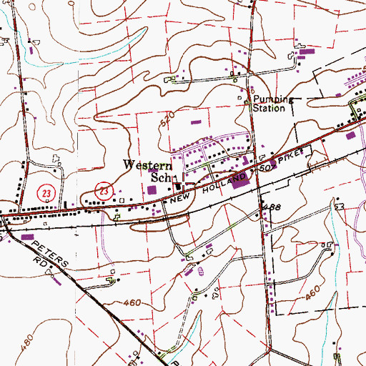 Topographic Map of Western School, PA