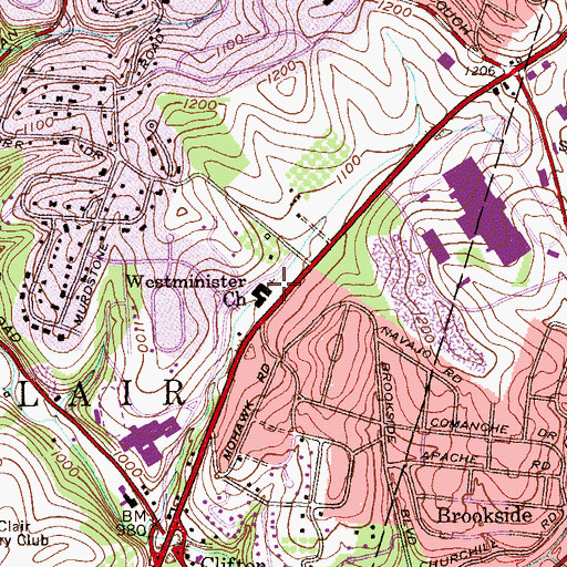 Topographic Map of Westminister Church, PA