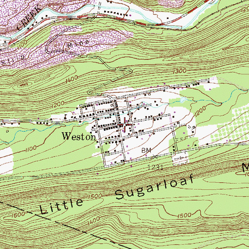 Topographic Map of Weston, PA