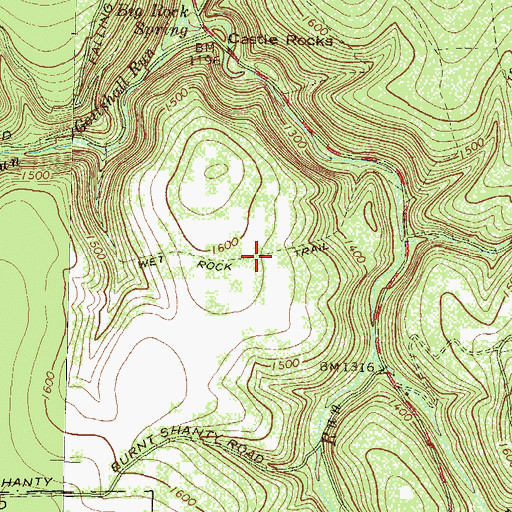 Topographic Map of Wet Rock Trail, PA