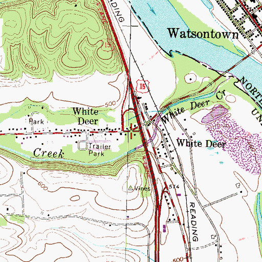 Topographic Map of White Deer, PA