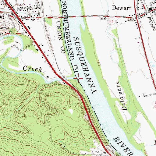 Topographic Map of White Deer Hole Creek, PA