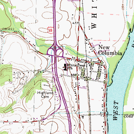 Topographic Map of White Deer School, PA