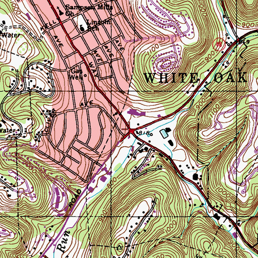 Topographic Map of White Oak, PA