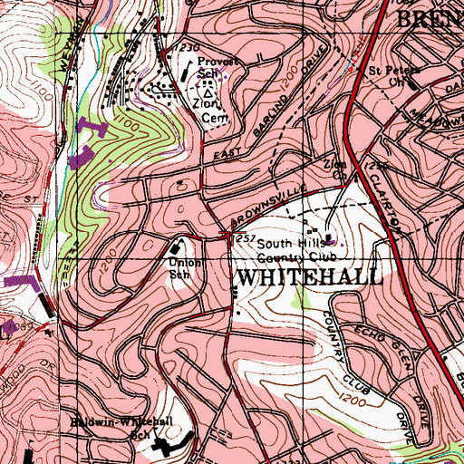 Topographic Map of Whitehall, PA