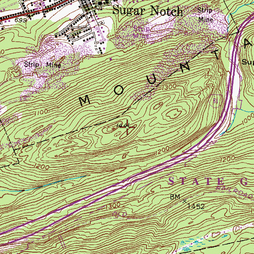 Topographic Map of Wilkes-Barre Mountain, PA