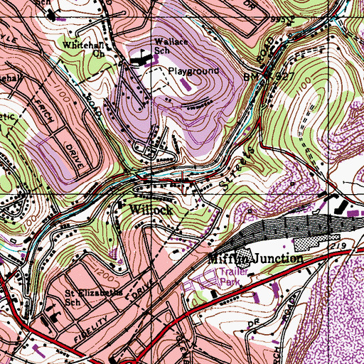 Topographic Map of Willock, PA