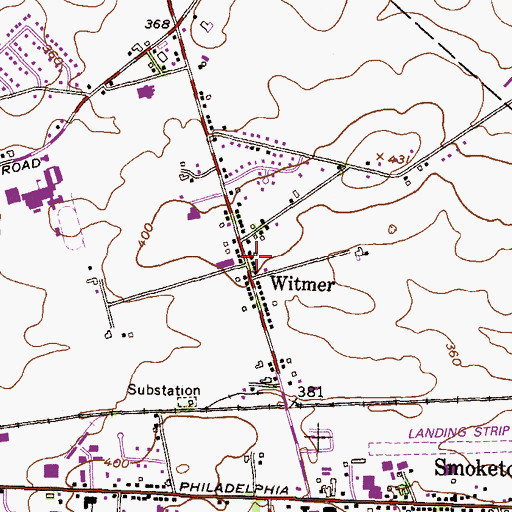 Topographic Map of Witmer, PA