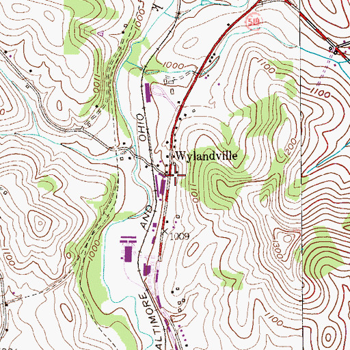 Topographic Map of Wylandville, PA