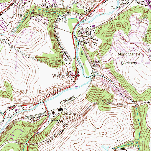 Topographic Map of Wylie School, PA