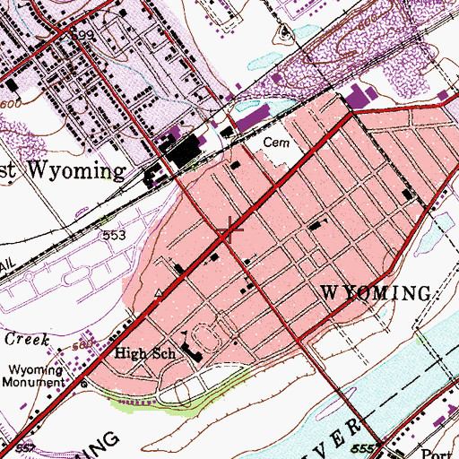 Topographic Map of Wyoming, PA