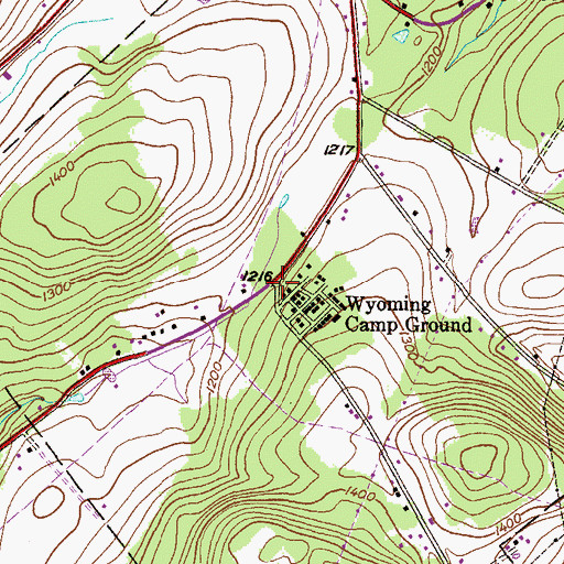 Topographic Map of Wyoming Camp Ground, PA