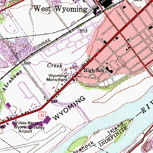 Topographic Map of Wyoming Monument, PA
