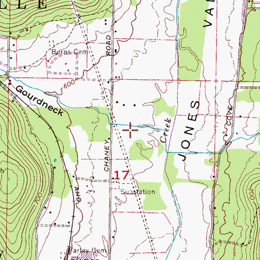 Topographic Map of Gourdneck Valley, AL