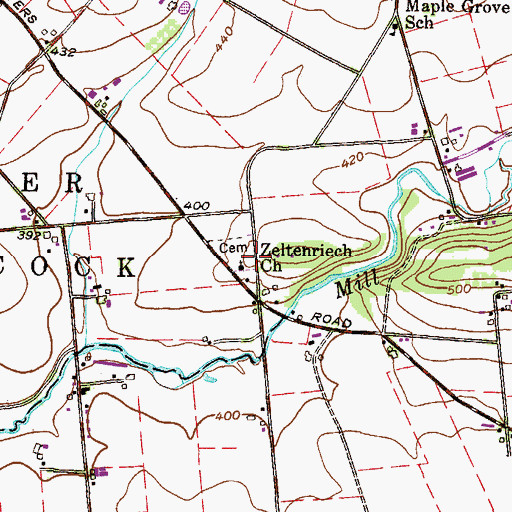 Topographic Map of Zeltenriech Church, PA