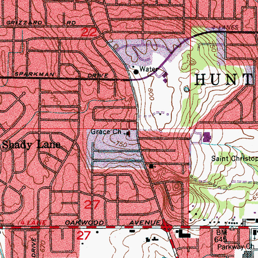 Topographic Map of Grace Baptist Church, AL