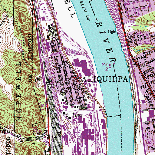 Topographic Map of Aliquippa, PA
