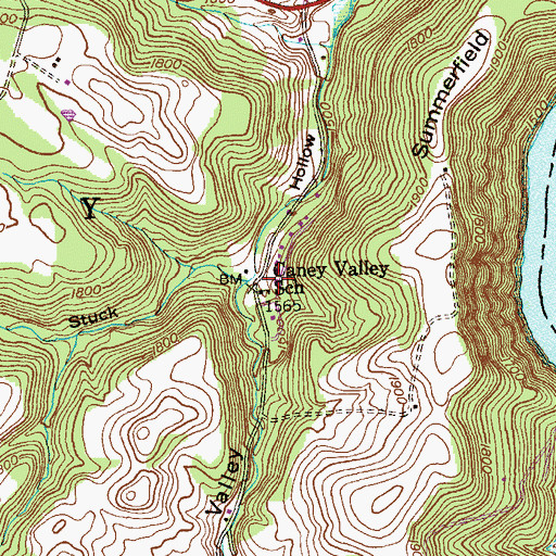 Topographic Map of Caney Valley School, PA