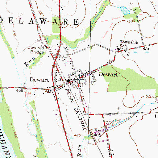 Topographic Map of Dewart, PA