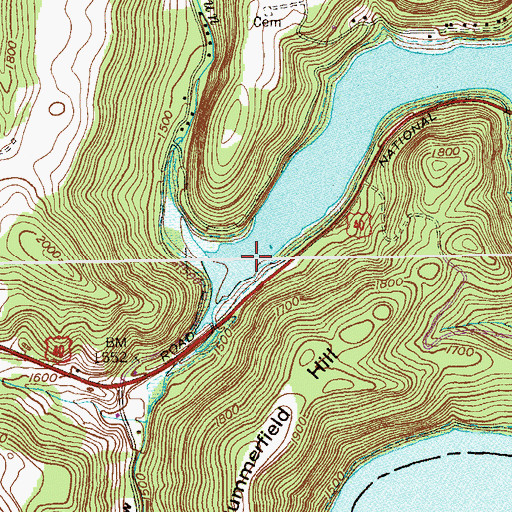 Topographic Map of Hall Run, PA