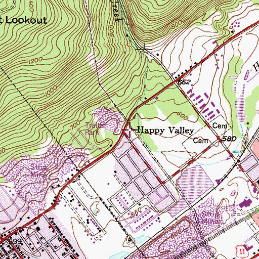 Topographic Map of Happy Valley, PA