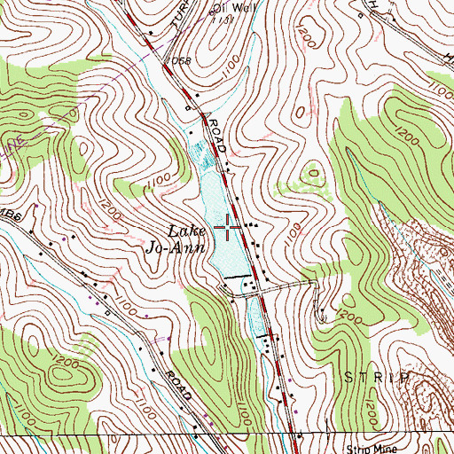 Topographic Map of Lake Jo-Ann, PA