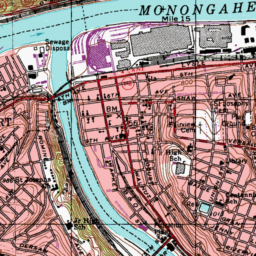 Topographic Map of McKeesport, PA
