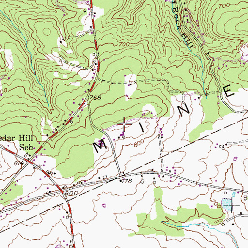 Topographic Map of Mine Ridge, PA