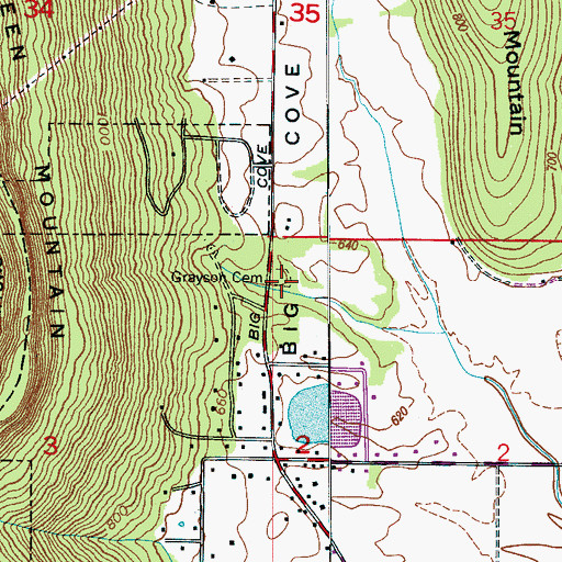 Topographic Map of Grayson Cemetery, AL