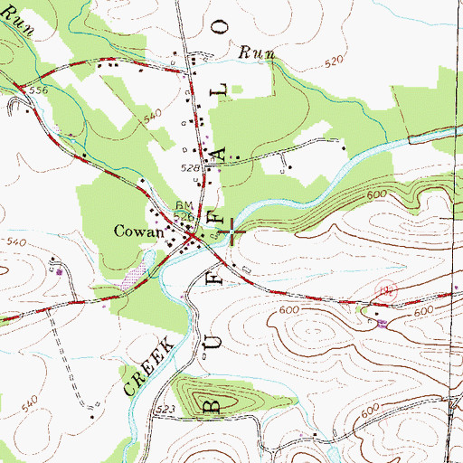 Topographic Map of Rapid Run, PA