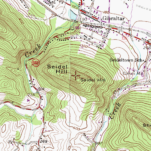 Topographic Map of Seidel Hill, PA