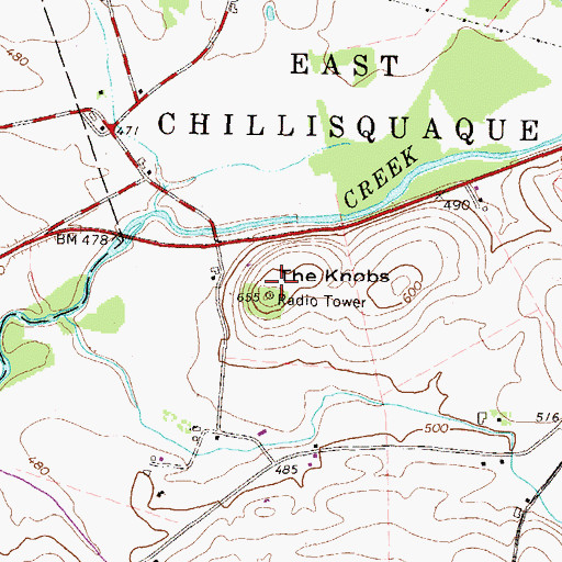 Topographic Map of The Knobs, PA