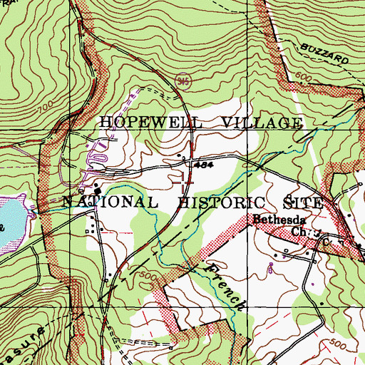 Topographic Map of Hopewell Furnace National Historic Site, PA