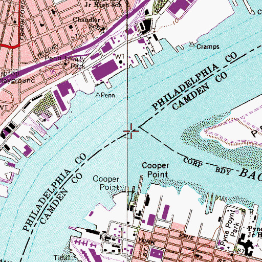 Topographic Map of Downtown Philadelphia Airport (historical), PA