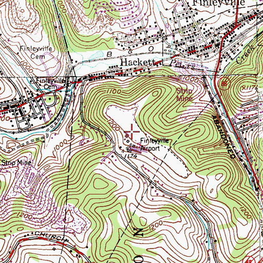 Topographic Map of Finleyville Airpark, PA