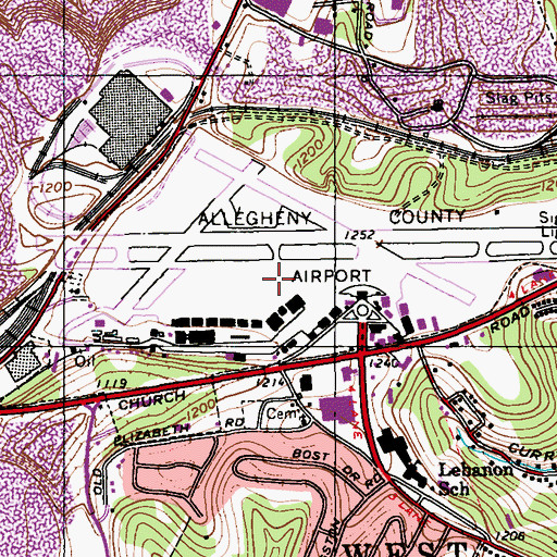 Topographic Map of Allegheny County Airport, PA