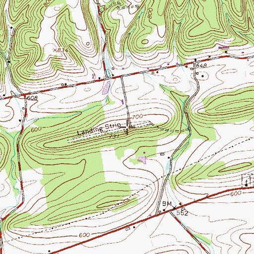 Topographic Map of Roadcap Airport, PA