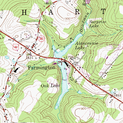 Topographic Map of Oak Lake Dam, PA