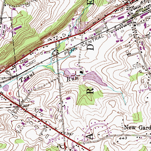 Topographic Map of Green Valley Farms Dam, PA