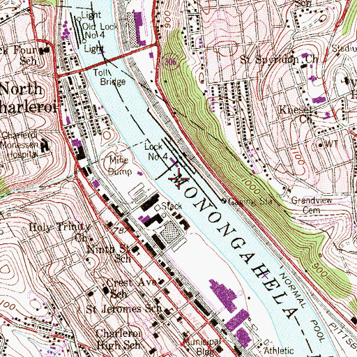 Topographic Map of Monongahela River Pool Four, PA