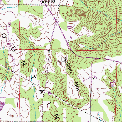 Topographic Map of Gullion Mountain, AL
