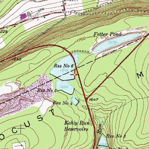 Topographic Map of Kehley Run Dam, PA