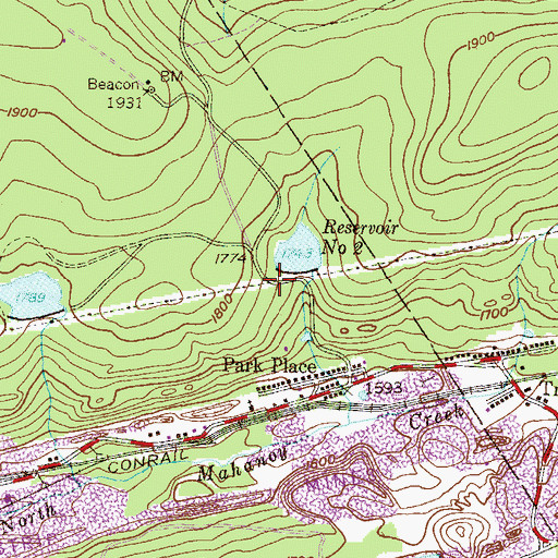 Topographic Map of Mahanoy Dam Number Two, PA