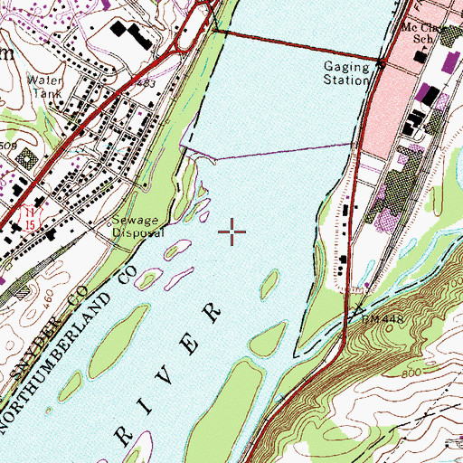 Topographic Map of Sunbury Fabridam, PA